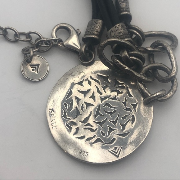 SILPADA Sterling N1711 Floral Medallion Pendant & Clasp Leather Cord Necklace - Picture 5 of 8